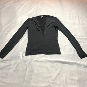 American Apparel Deep V-Neck Long Sleeve Soft Tee